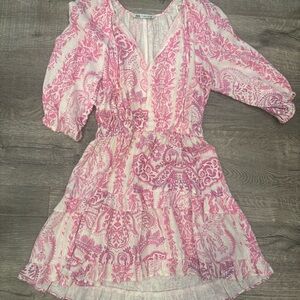 Zara Pink Paisley Tiered Mini Dress